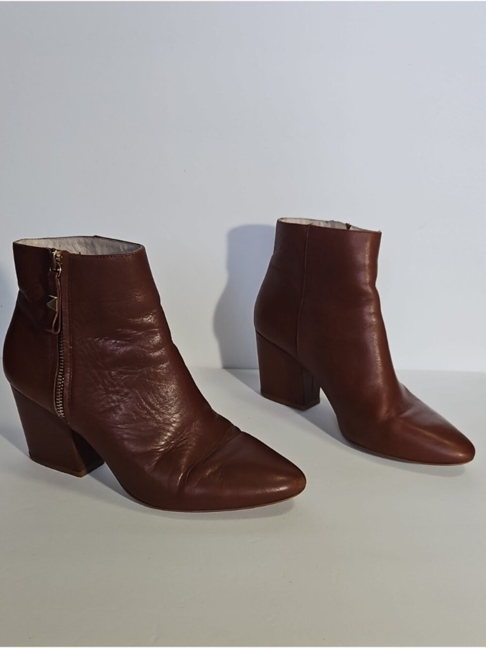 Kate Spade Brown Leather Pointed Toe Side Zip Ankle Boots